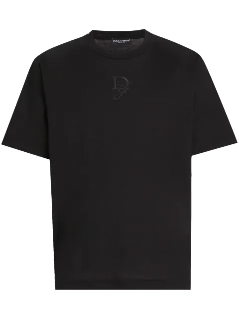 Dolce & Gabbana logo-embroidered cotton T-shirt