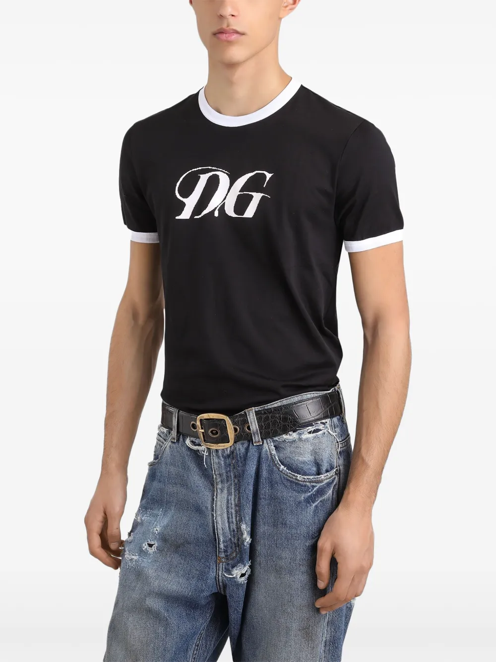 Dolce & Gabbana T-shirt met logoprint Zwart