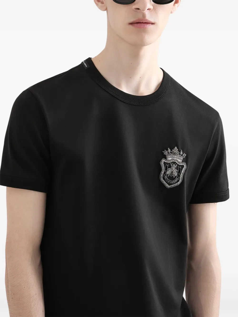 Shop Dolce & Gabbana Embroidered Logo T-shirt In Black