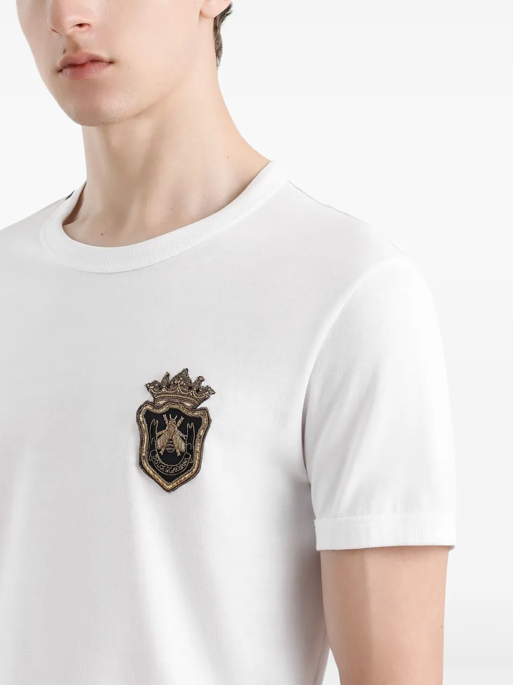 Shop Dolce & Gabbana Embroidered Logo T-shirt In White