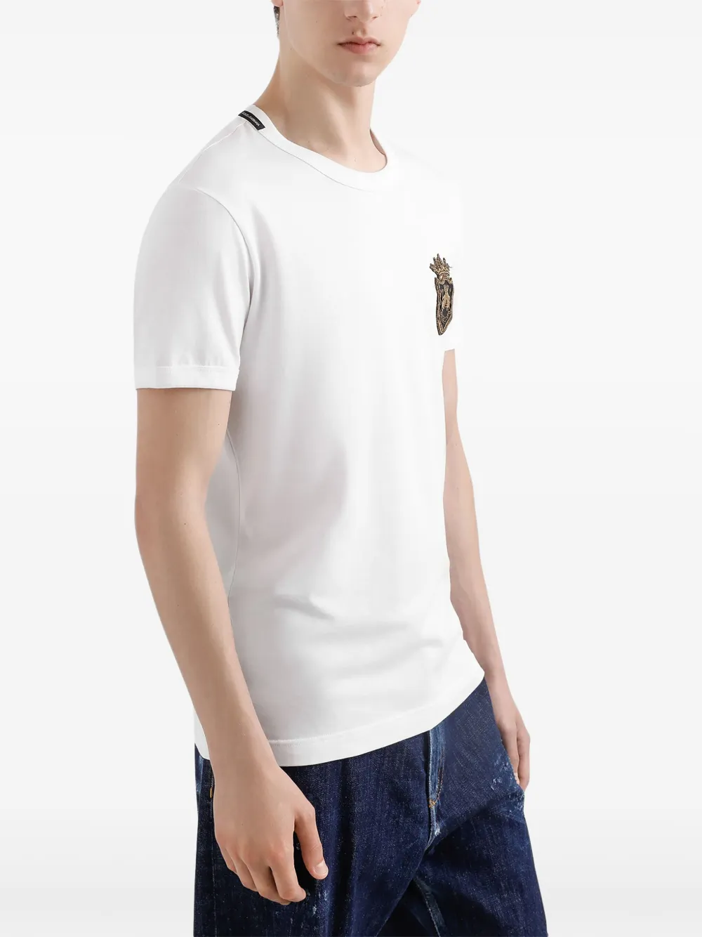 Shop Dolce & Gabbana Embroidered Logo T-shirt In White