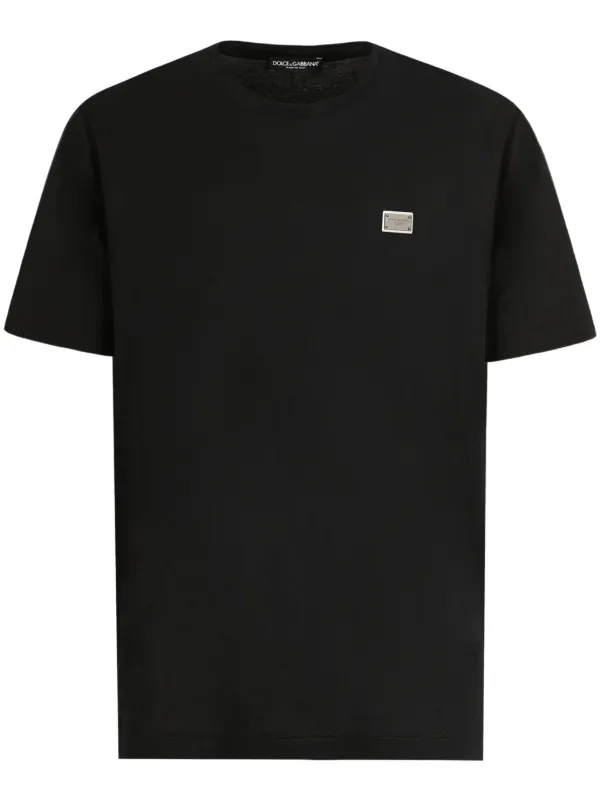 直営店買付 DOLCE&GABBANA ロゴ ブラック Tシャツ Dolce & Gabbana DGロゴエンブロイダリー 半袖Tシャツ ブラック