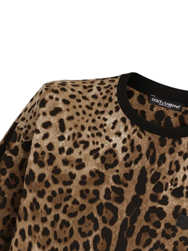 未着用品 DOLCE&GABBANA レオパード ヒョウ柄 カットソー ストレッチ