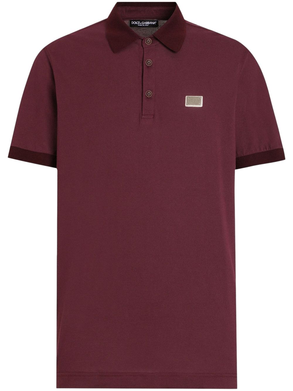 Dolce & Gabbana logo-plaque polo shirt - Red