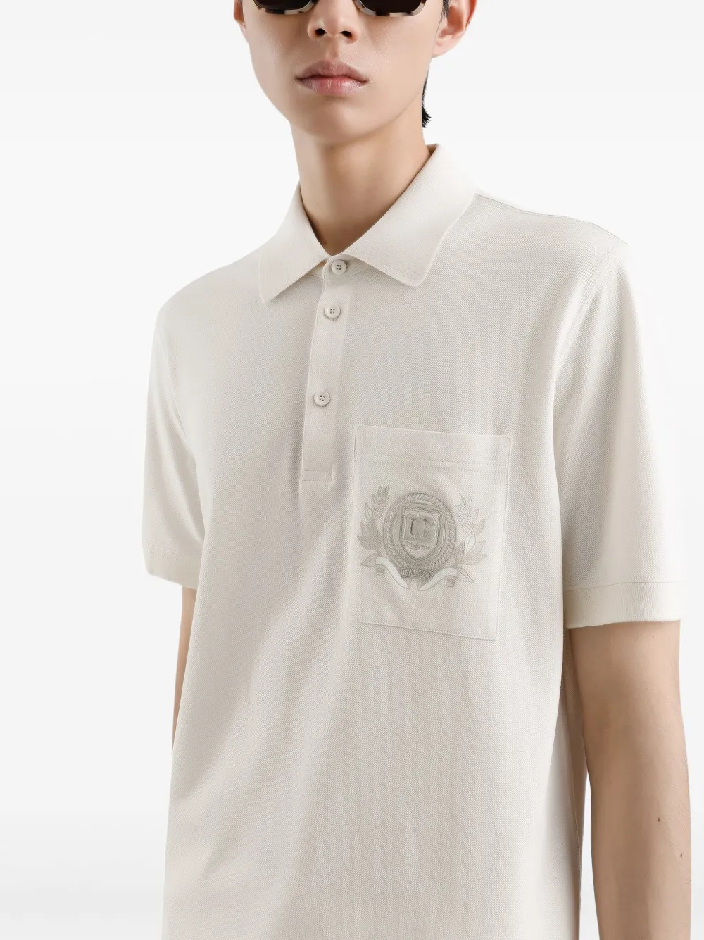 Dolce & Gabbana Poloshirt met geborduurd logo Beige