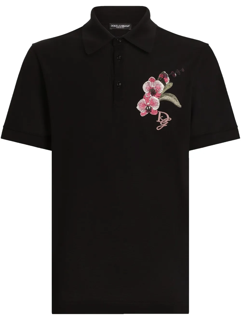 Dolce & Gabbana Orchid poloshirt met borduurwerk Zwart