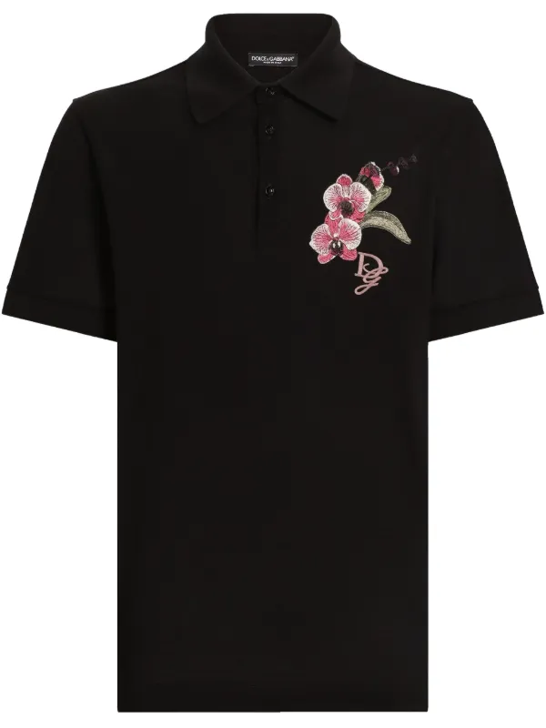 Dolce & Gabbana Camisa Polo Orchid Com Bordado | Preto | FARFETCH BR
