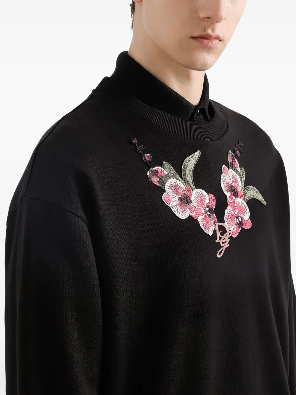 Dolce & Gabbana Orchid trui met borduurwerk Zwart