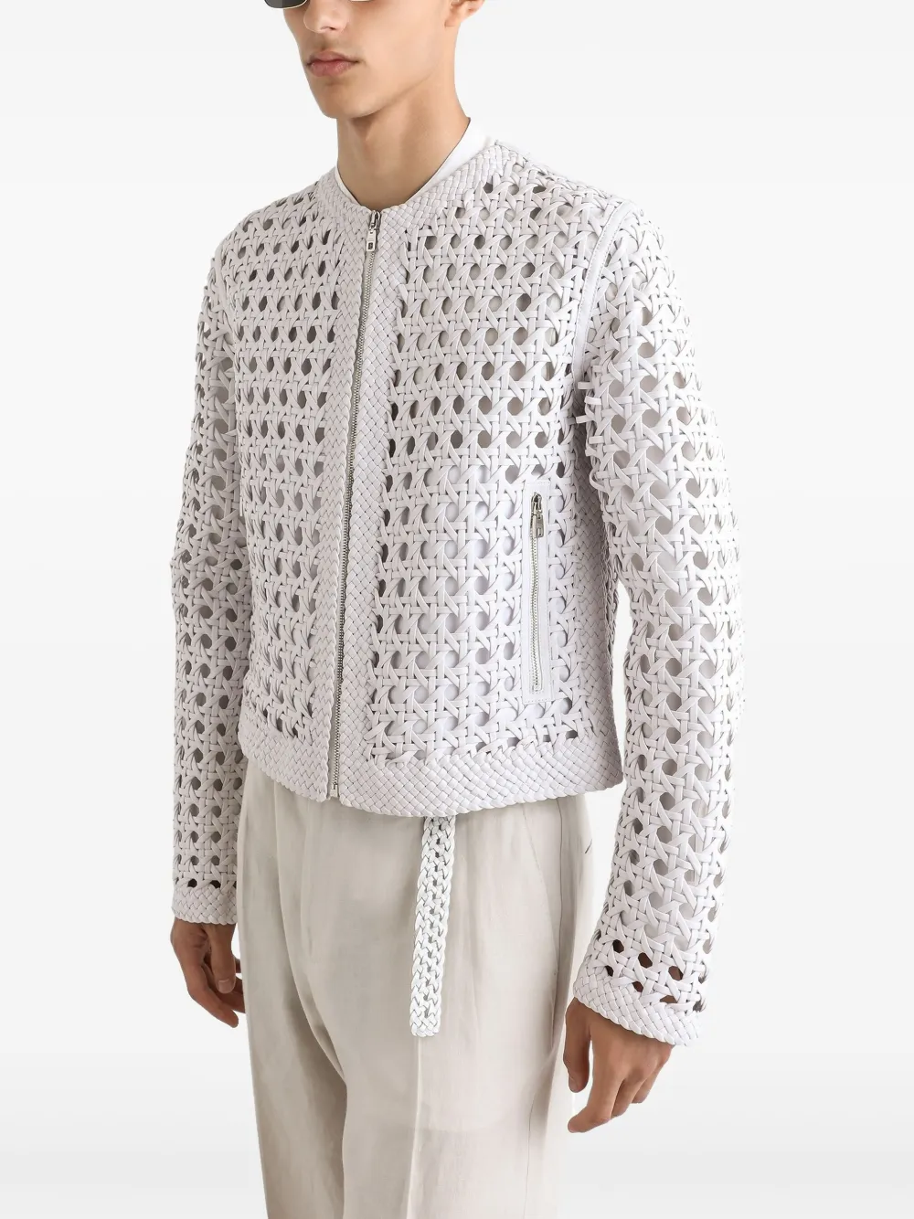 Dolce & Gabbana Geweven jack van nappa leer Wit