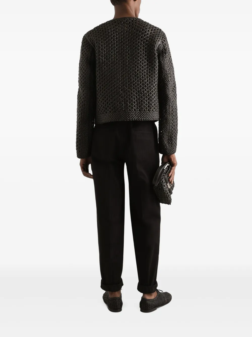 Dolce & Gabbana Geweven jack van nappa leer Zwart