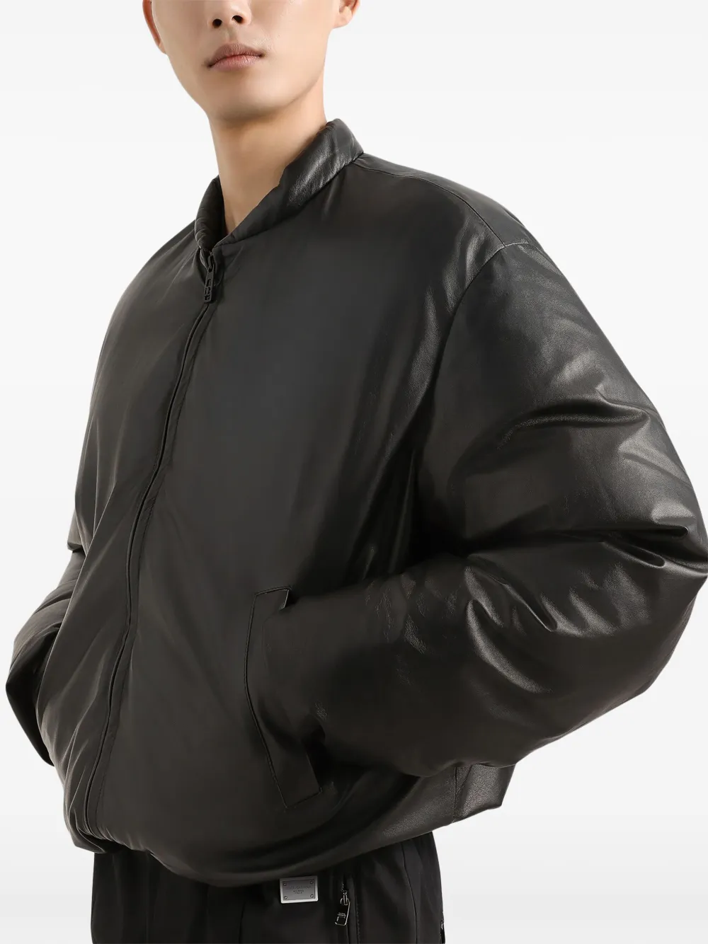 Dolce & Gabbana Leren jack Zwart