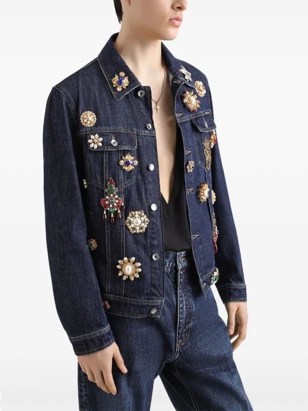 希少！ドルチェ＆ガッバーナ Vintage 限定 デニムジャケット クリスタル Dolce & Gabbana crystal-embellished Denim Jacket | Blue | FARFETCH BH