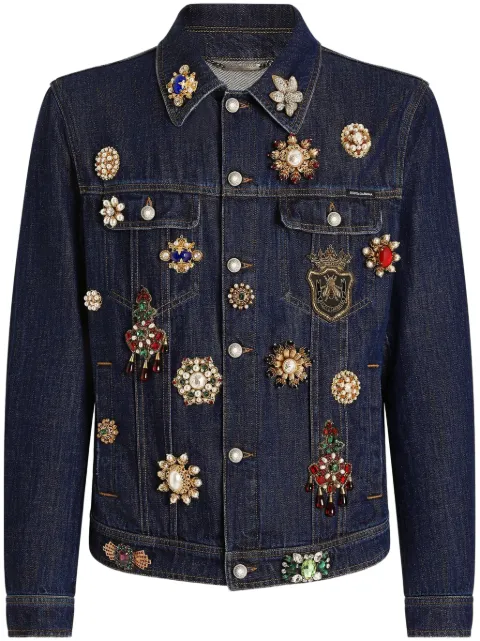 Dolce & Gabbana crystal-embellished denim jacket