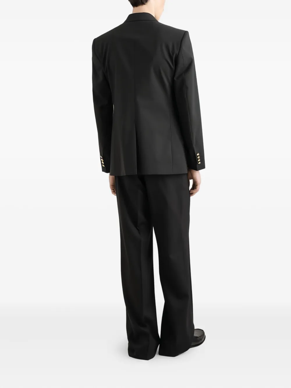 Dolce & Gabbana Martini-fit Gold-button Double-breasted Suit In Black