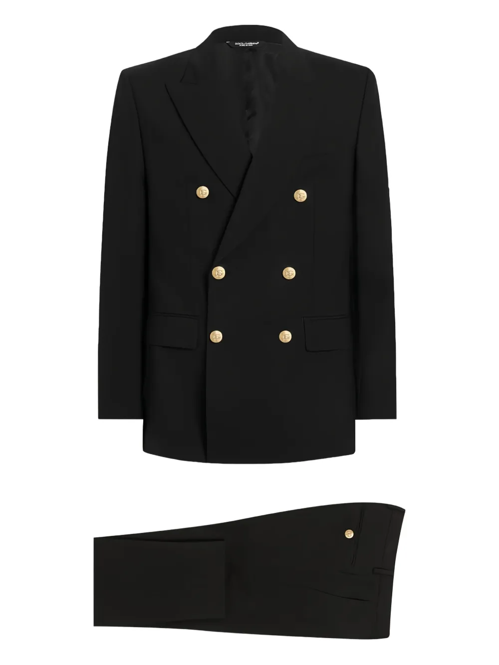 Dolce & Gabbana Martini-fit Gold-button Double-breasted Suit In Black