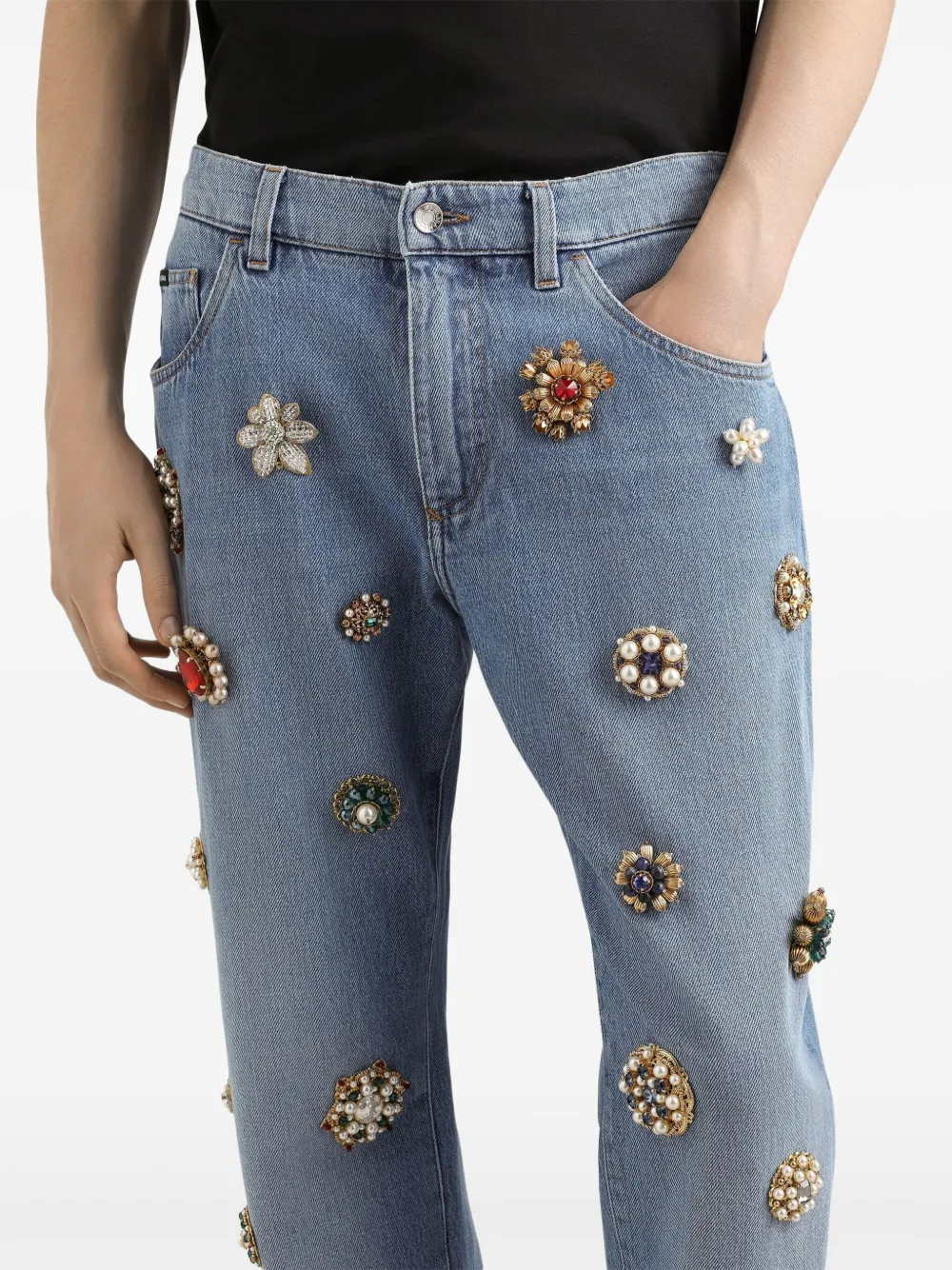 Dolce & Gabbana Jeans verfraaid met kristallen Blauw
