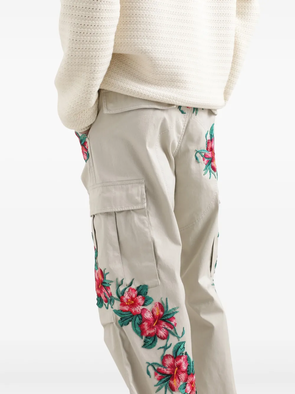 Dolce & Gabbana Broek met geborduurde bloemen Beige