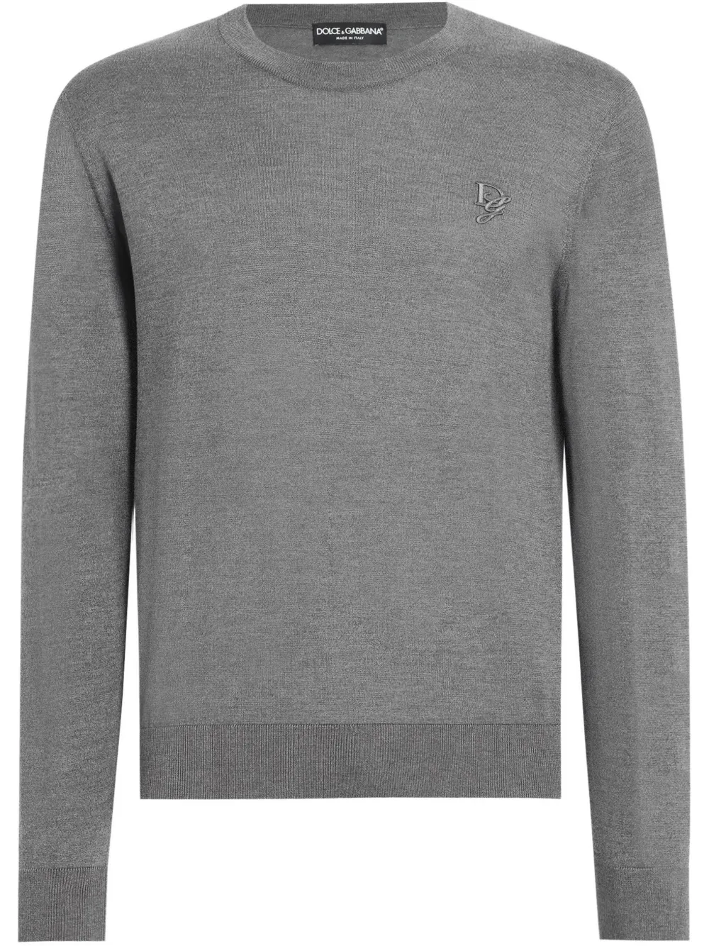 Dolce & Gabbana suéter de seda con logo bordado | gris | Image 1