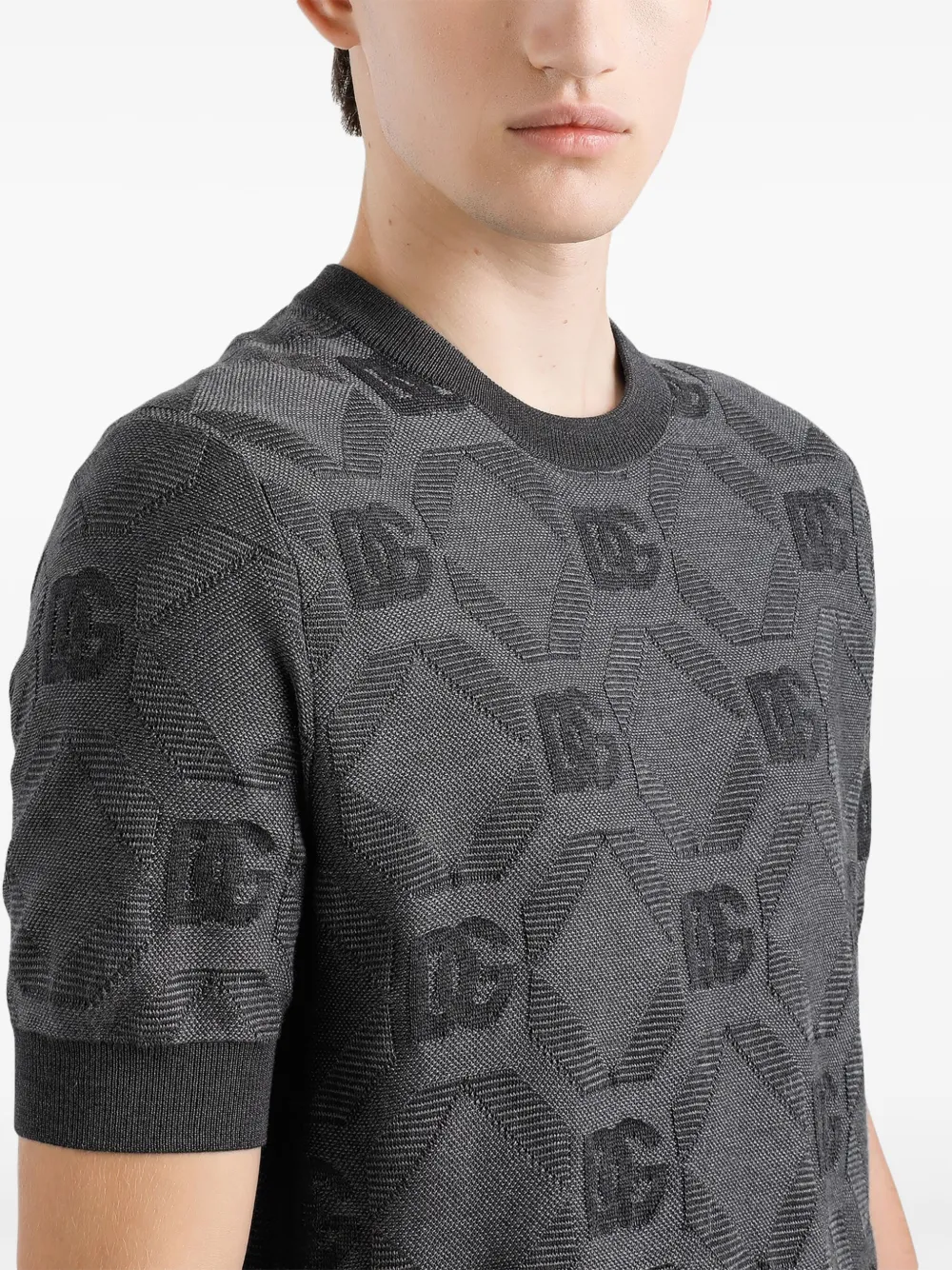 Dolce & Gabbana T-shirt met logo jacquard Grijs