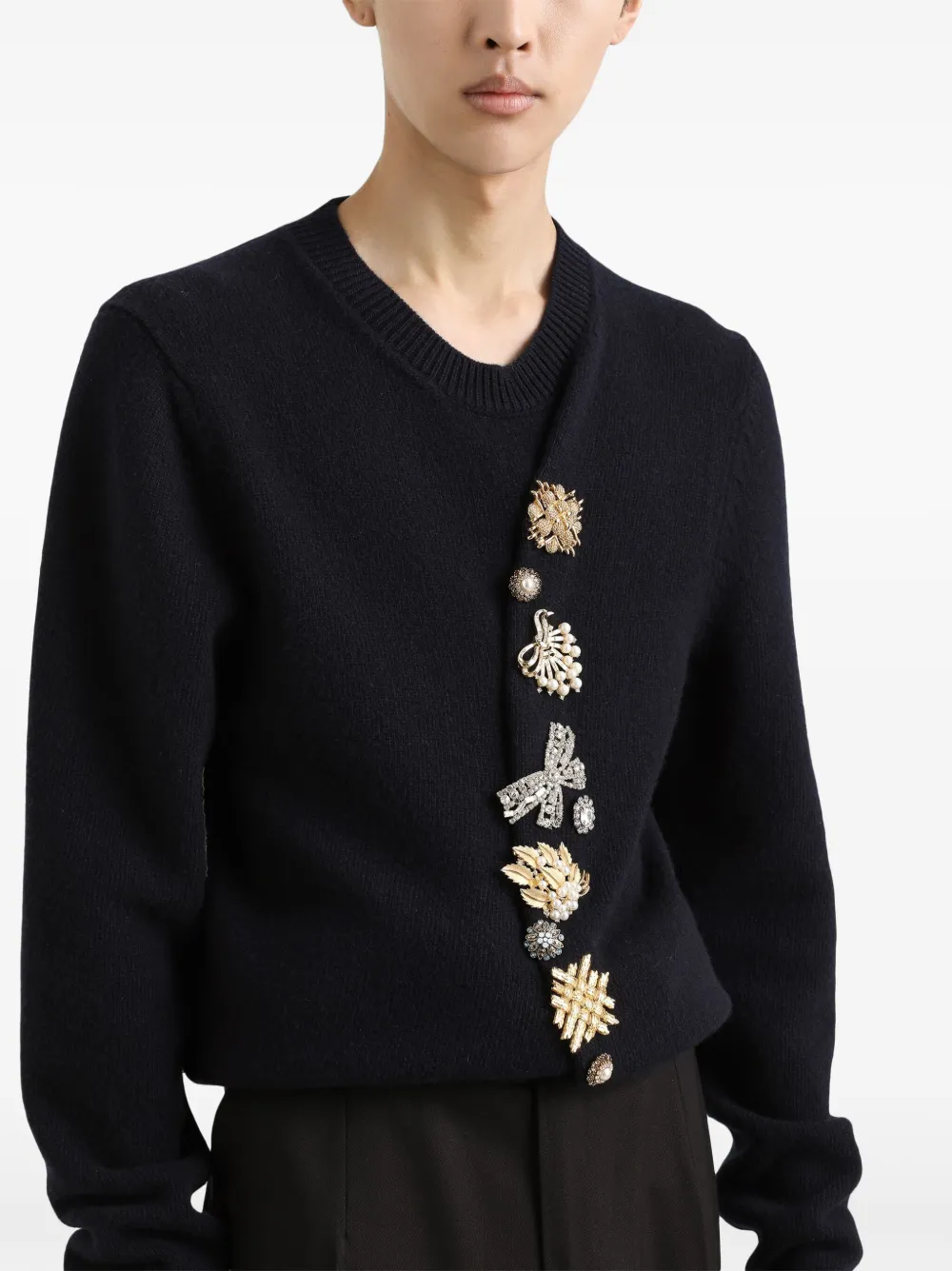 Dolce & Gabbana Trui met broche detail Blauw