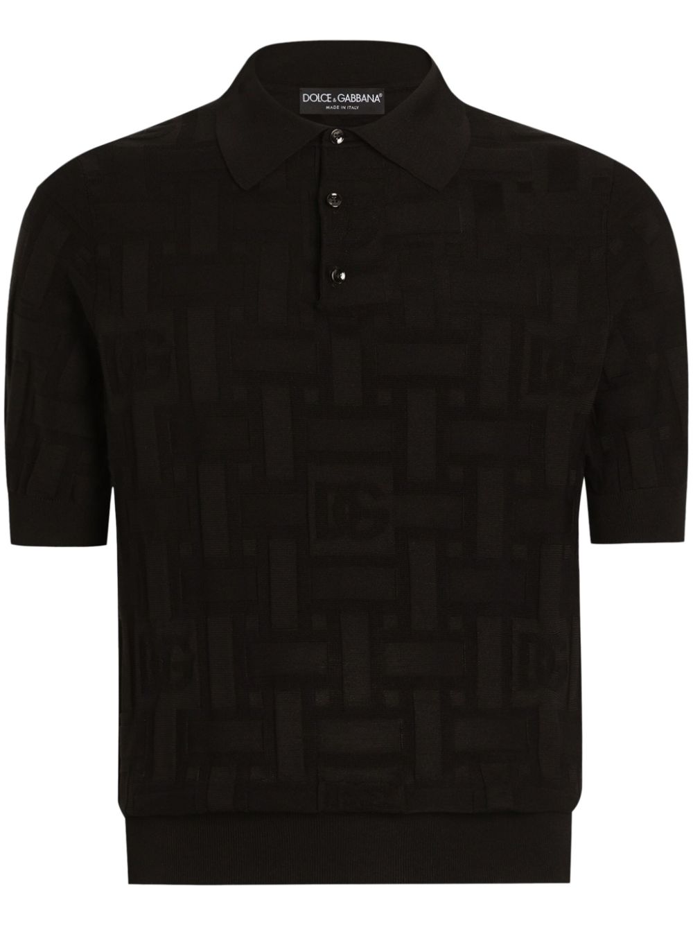 Dolce & Gabbana logo-jacquard polo shirt - Black