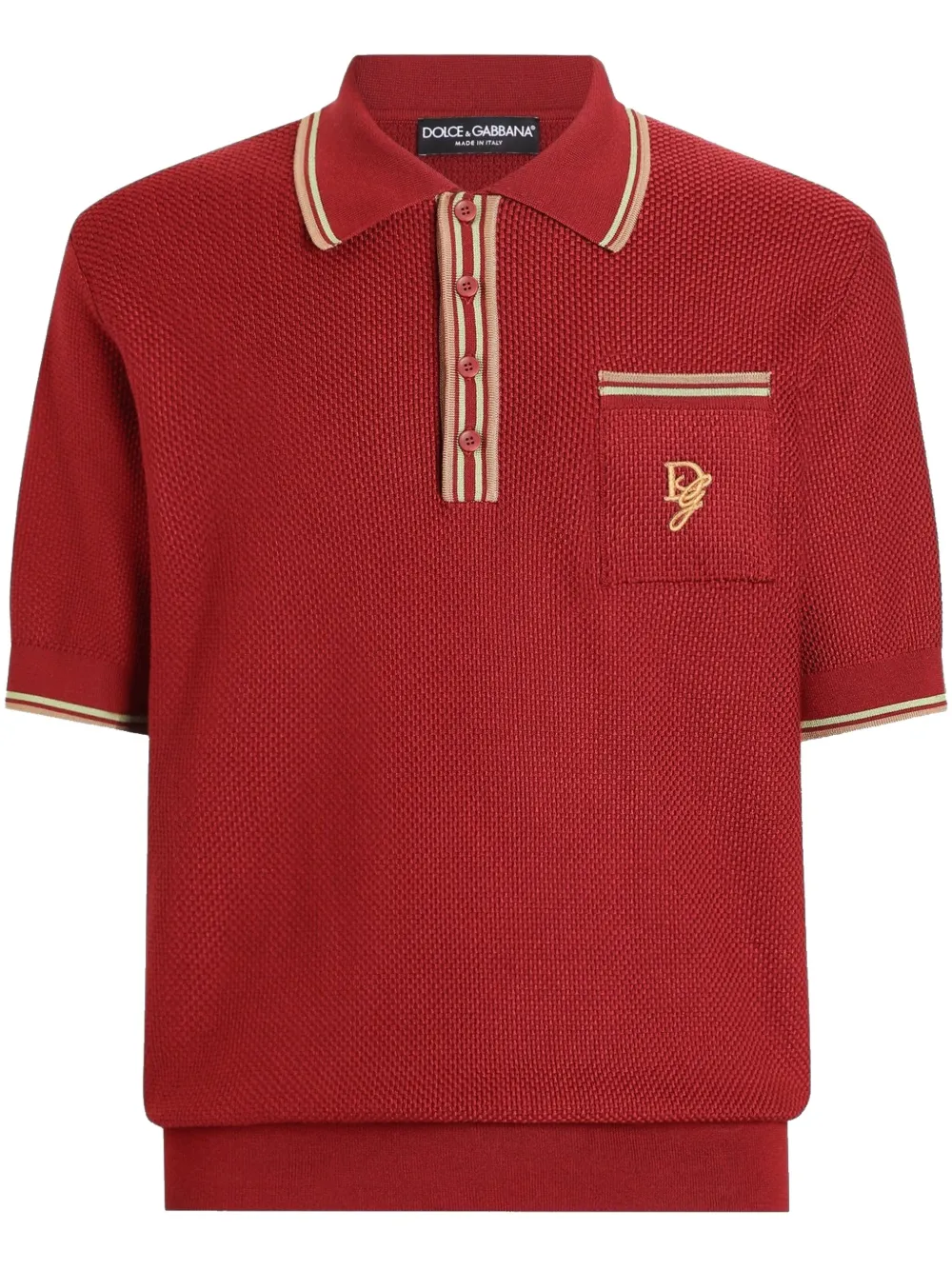 Dolce & Gabbana logo-embroidered polo shirt | Red | Image 1
