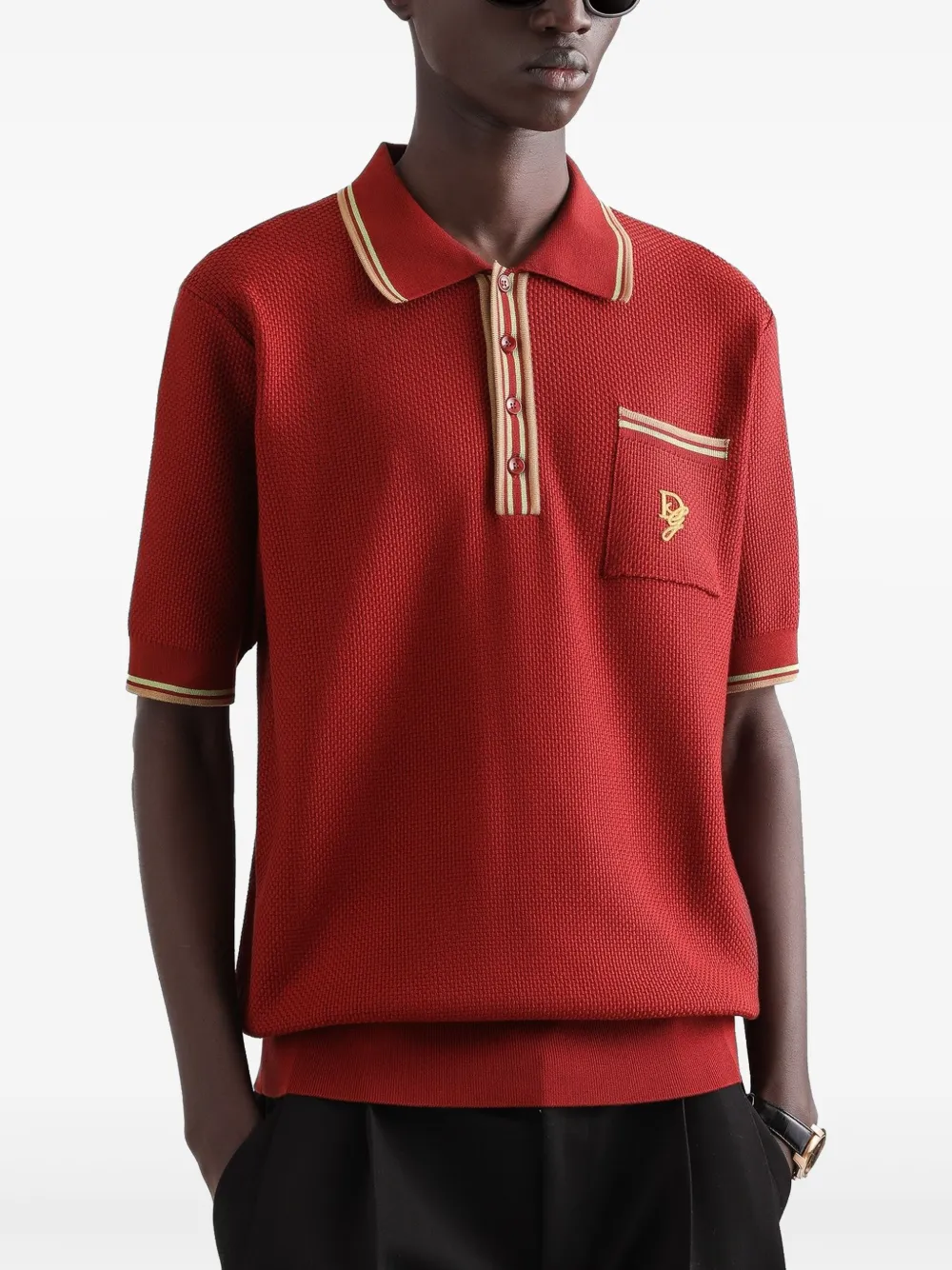 Dolce & Gabbana logo-embroidered polo shirt - Rood