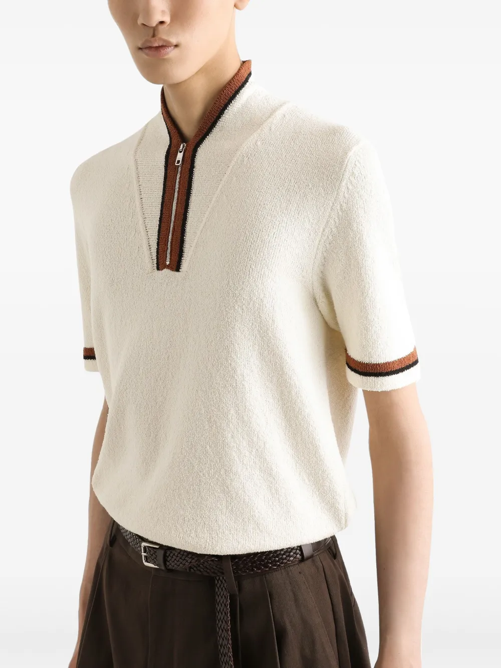 Dolce & Gabbana Poloshirt met rits Wit