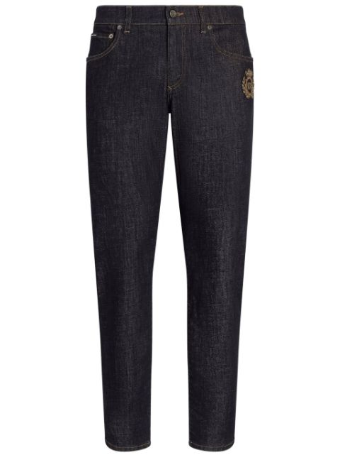 Dolce & Gabbana logo-applique tapered jeans Men