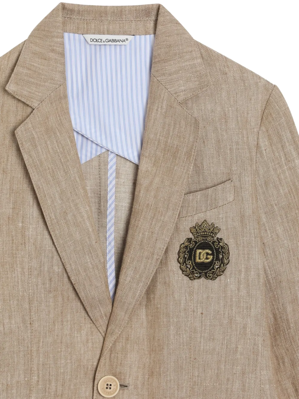 Dolce & Gabbana Kids Blazer met logo-applicatie Beige