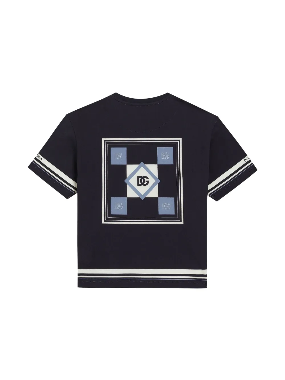 Dolce & Gabbana Kids Katoenen T-shirt met logoprint - Blauw