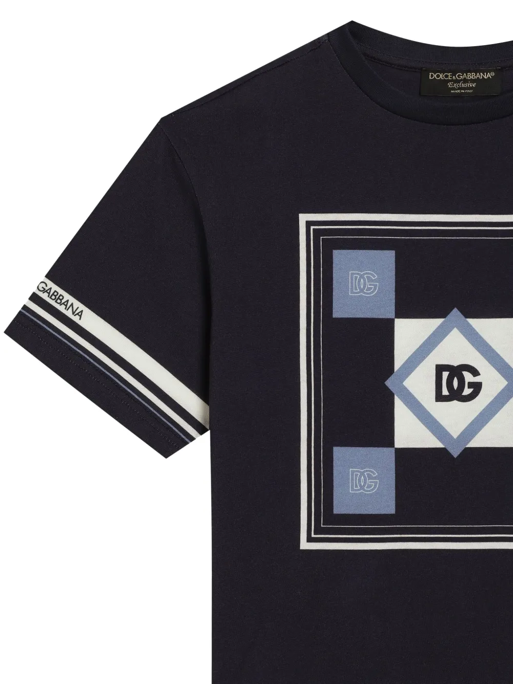 Dolce & Gabbana Kids Katoenen T-shirt met logoprint Blauw