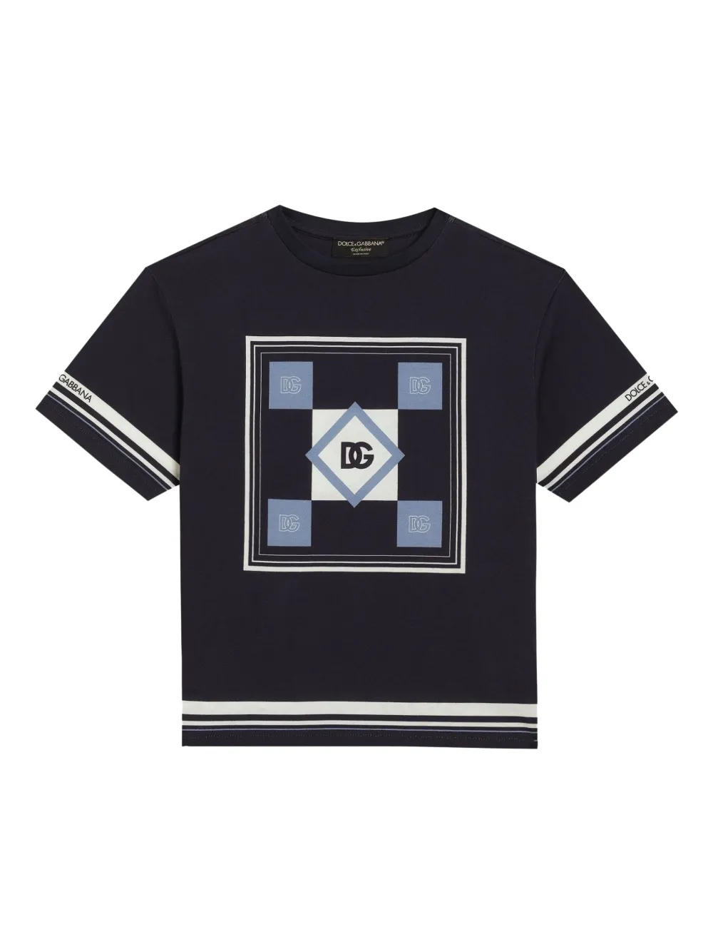 Dolce & Gabbana Kids Katoenen T-shirt met logoprint Blauw