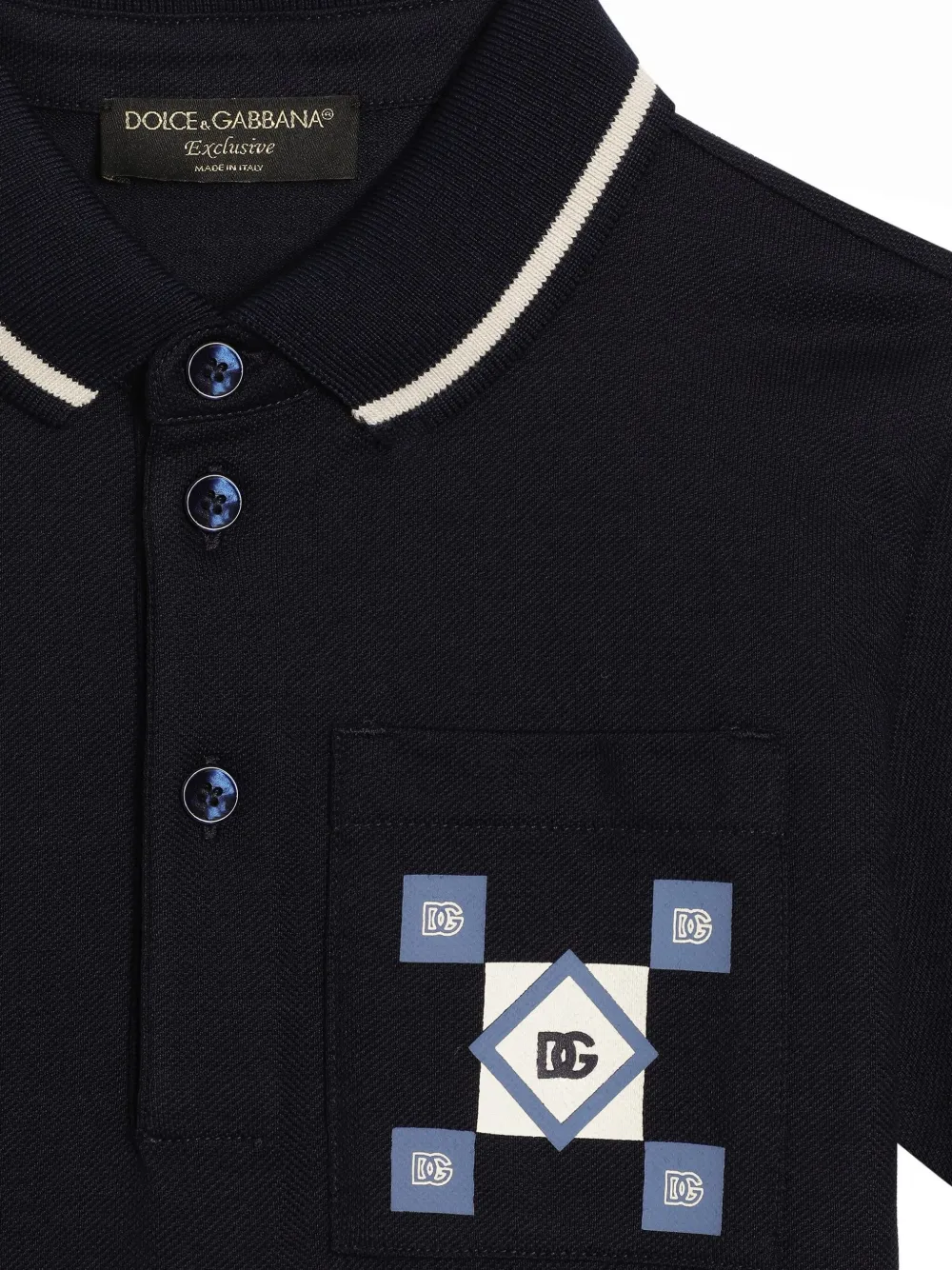 Dolce & Gabbana Kids Poloshirt met logoprint Blauw