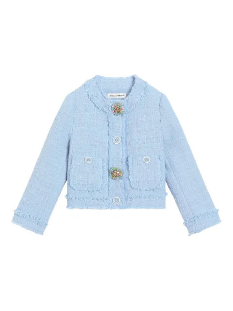 Dolce & Gabbana Kids bejeweled buttons tweed jacket 