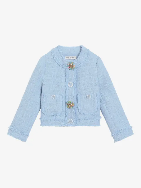 Dolce & Gabbana Kids chamarra de tweed con botones