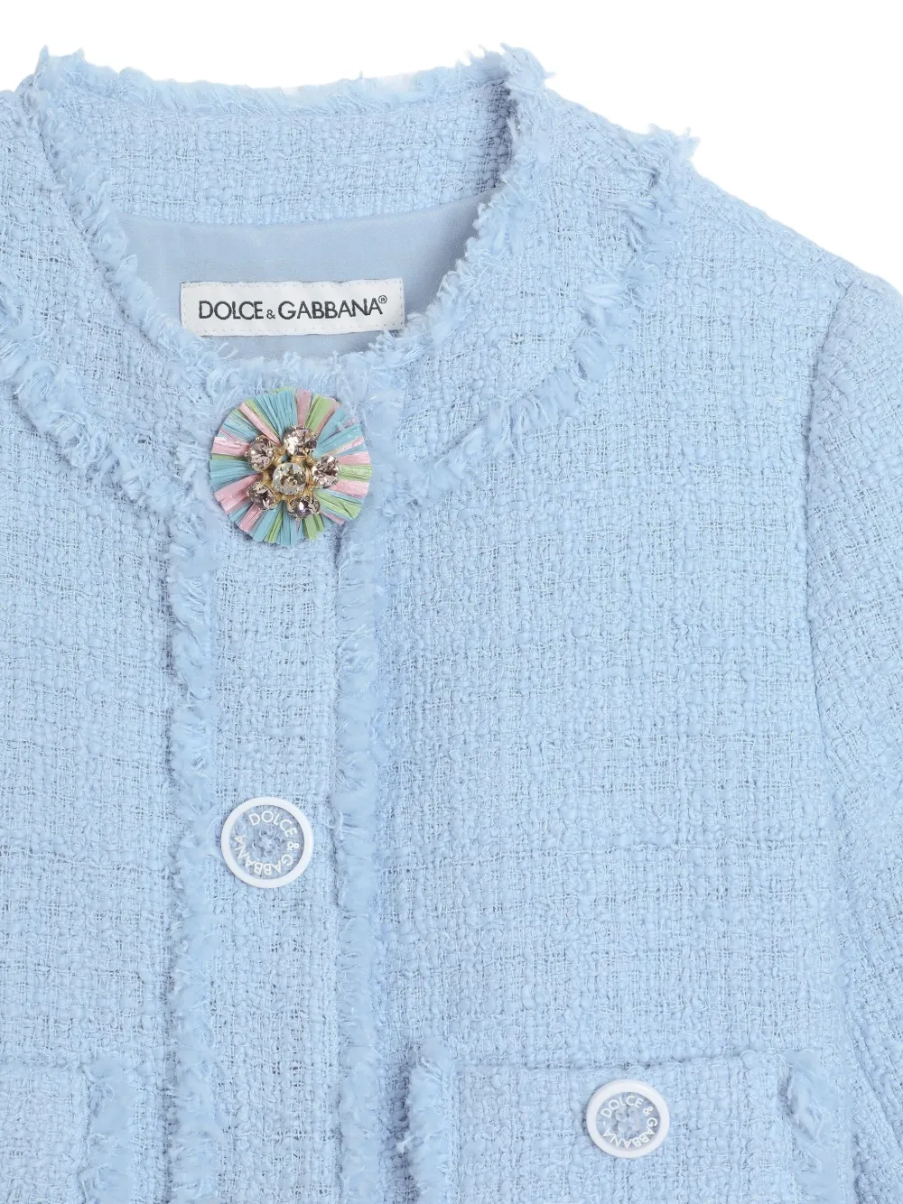 Dolce & Gabbana Kids Tweed jack met sierknopen Blauw