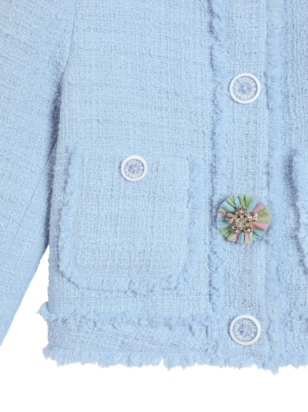 Dolce & Gabbana Kids Tweed jack met sierknopen Blauw