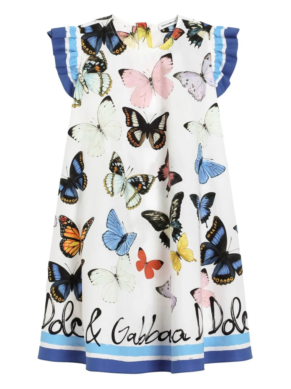 Dolce & Gabbana Kids バタフライプリント ワンピース - ホワイト Dolce & Gabbana Kids バタフライプリント ワンピース - ホワイト