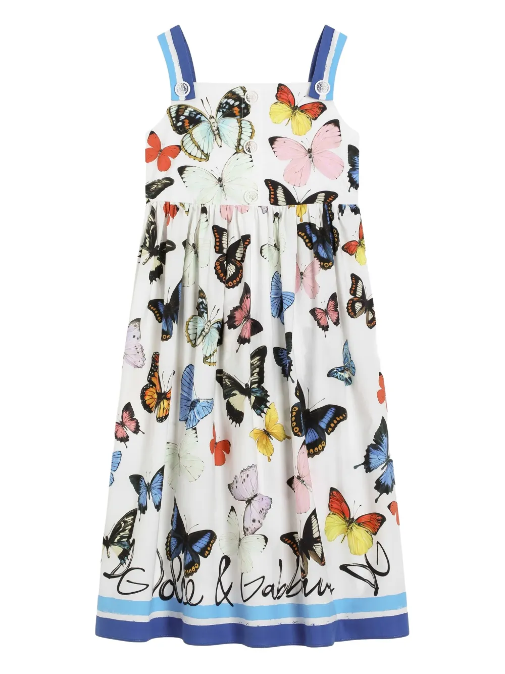 Shop Dolce & Gabbana Butterfly-print Dress In White