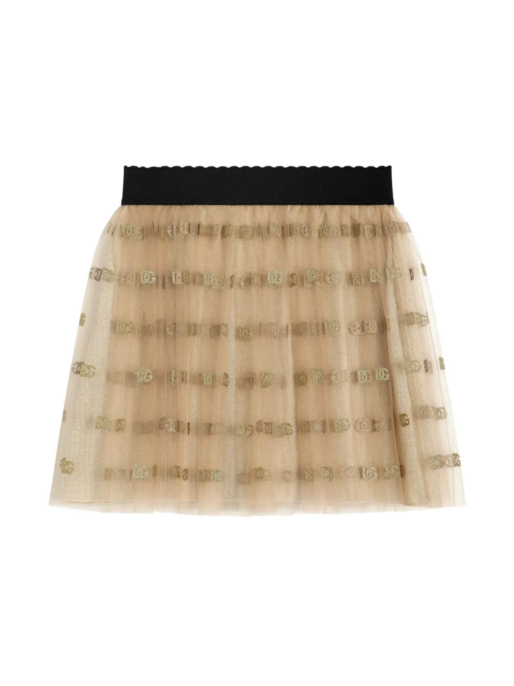 DOLCE & GABBANA LOGO-PRINT TULLE MINI SKIRT