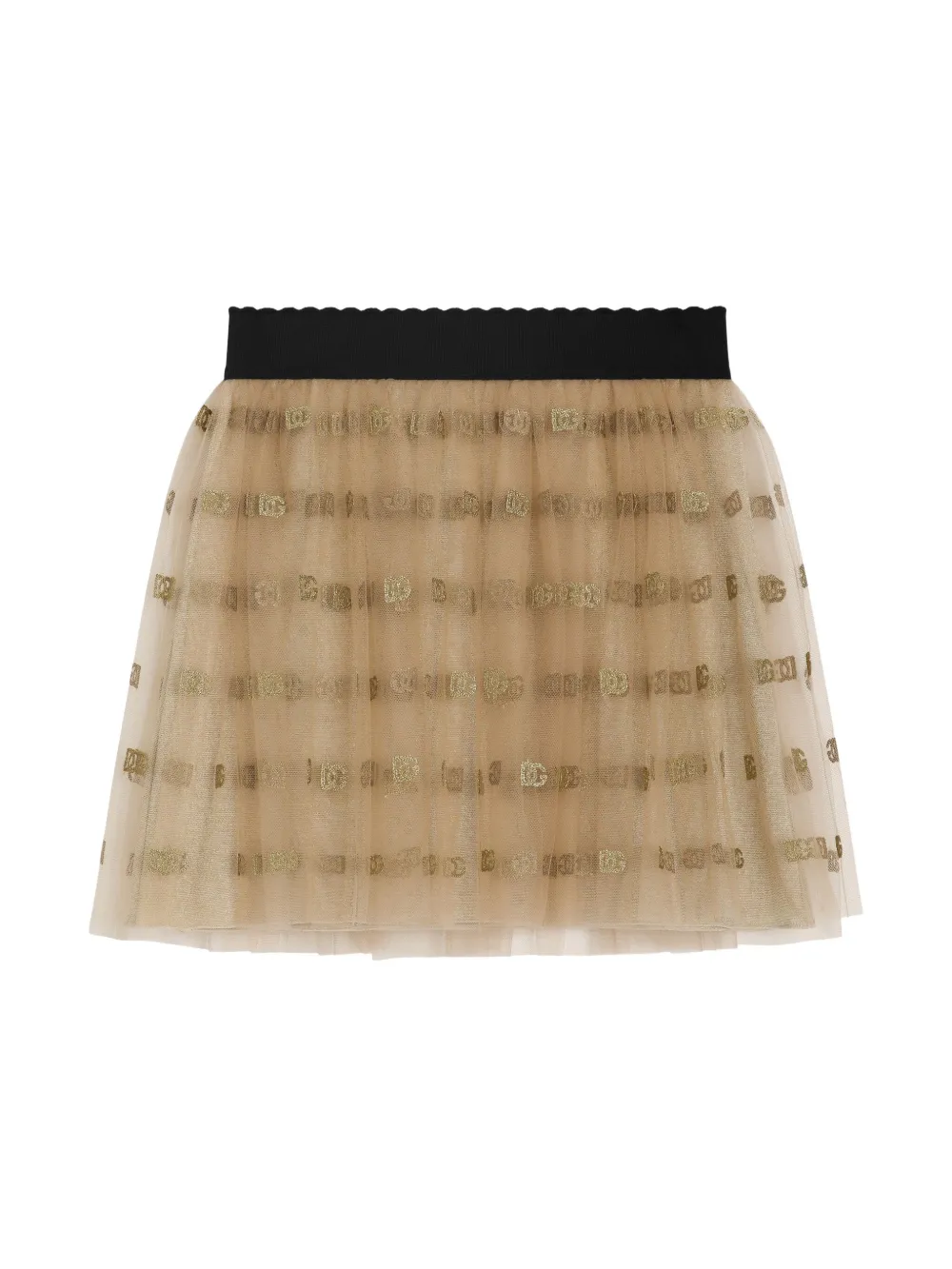 DOLCE & GABBANA LOGO-PRINT TULLE MINI SKIRT