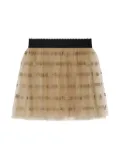 Dolce & Gabbana Kids logo-print tulle mini skirt - Gold
