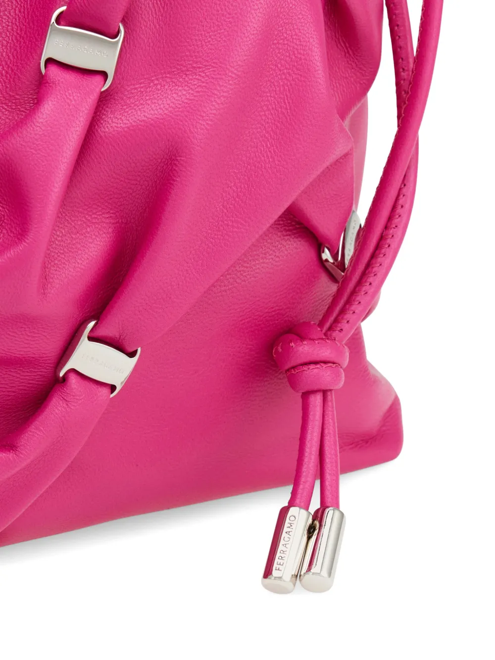 Shop Ferragamo Mini Leather Bucket Bag In Pink