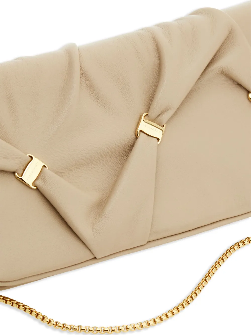 Shop Ferragamo Leather Clutch Bag In Neutrals