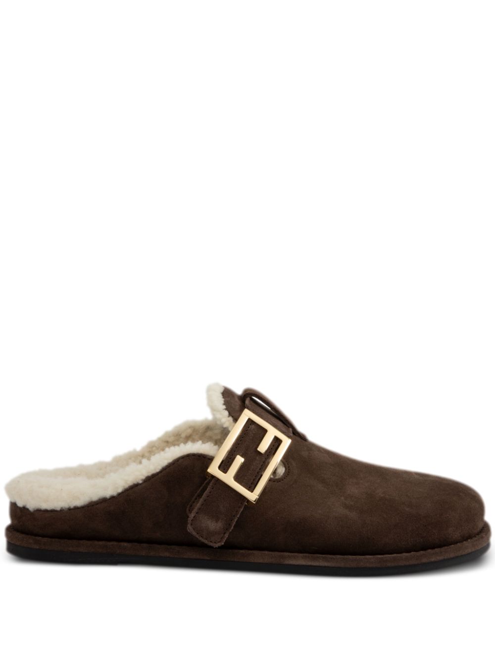 FENDI shearling mules Brown