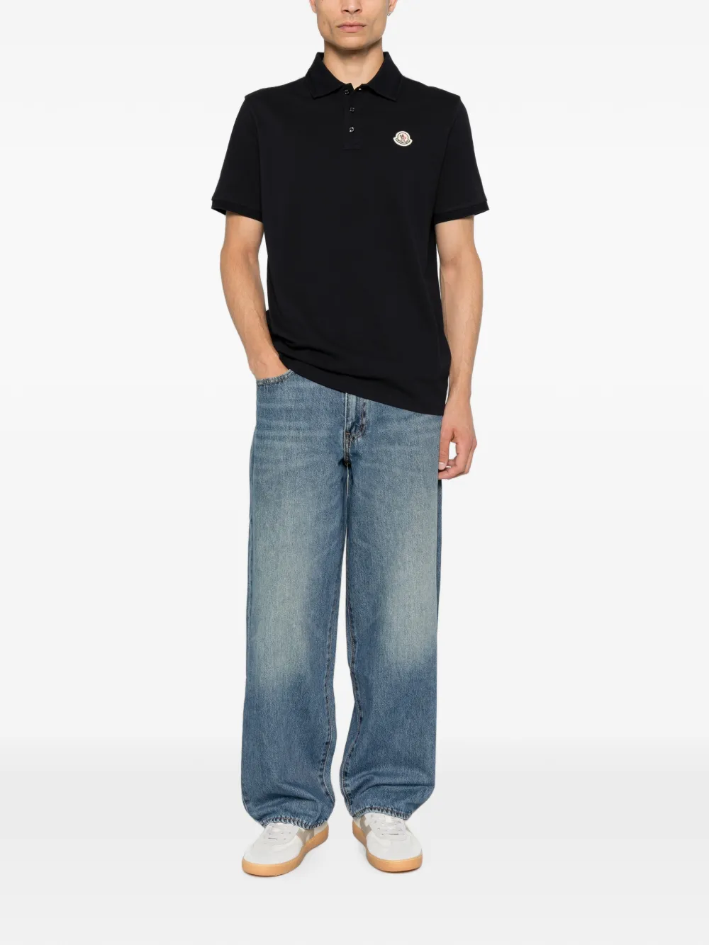 Moncler Poloshirt met logo-applicatie Blauw