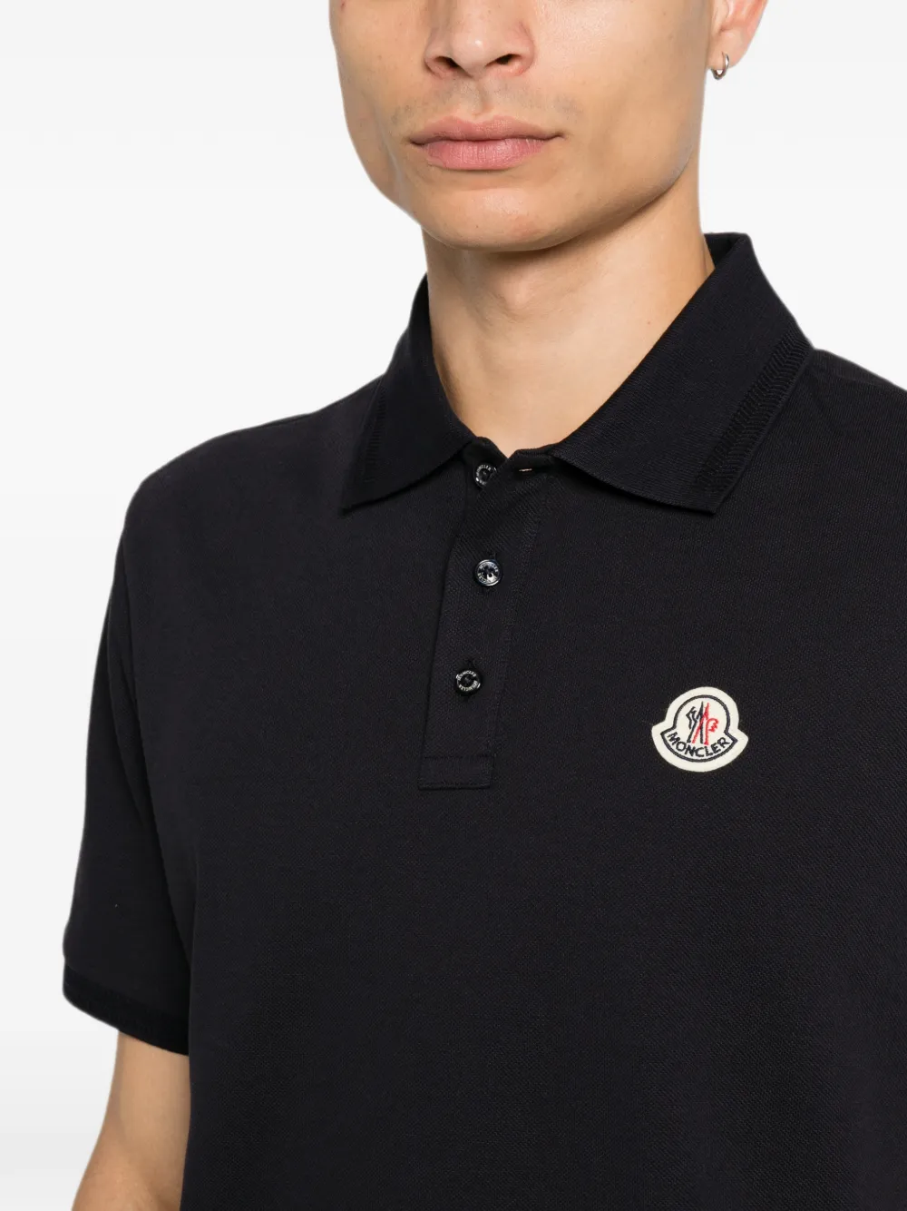 Moncler Poloshirt met logo-applicatie Blauw