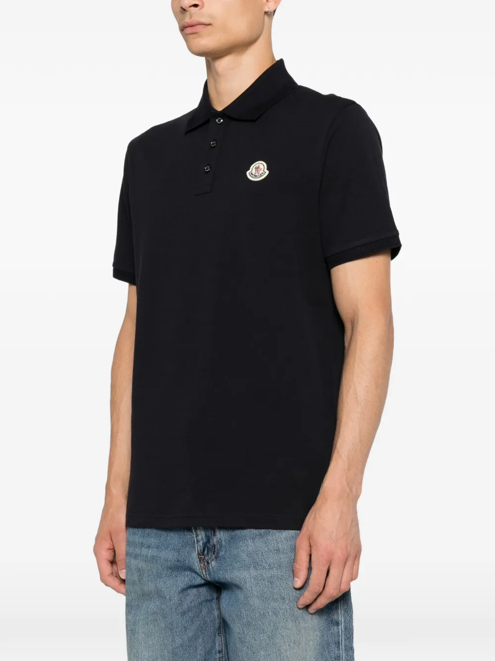 Moncler Poloshirt met logo-applicatie Blauw