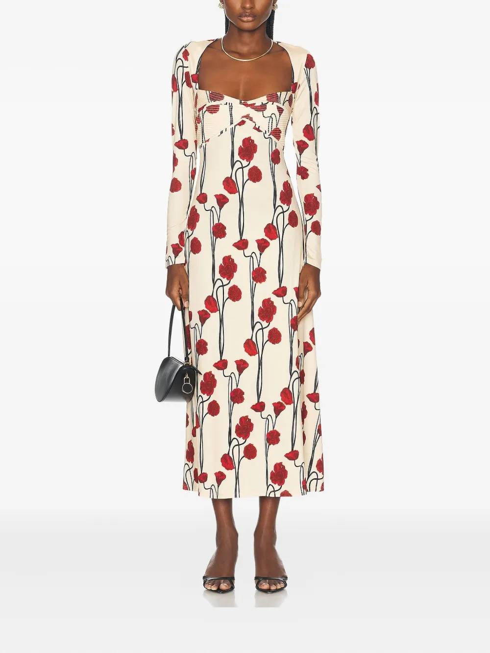 Johanna Ortiz floral-print long-sleeve midi dress | Neutrals | Image 1